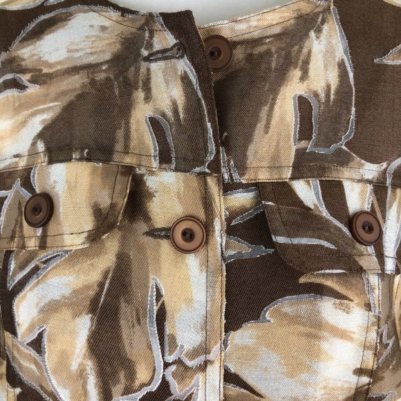 Alfred Dunner Beige Brown Leaf Print Lightweight Jacket Artsy Quiet Luxury - Picture 7 of 17
